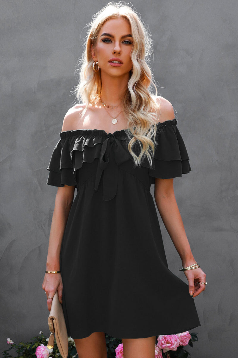 Tie Front Ruffled Off-Shoulder Dress – BeautifulMe